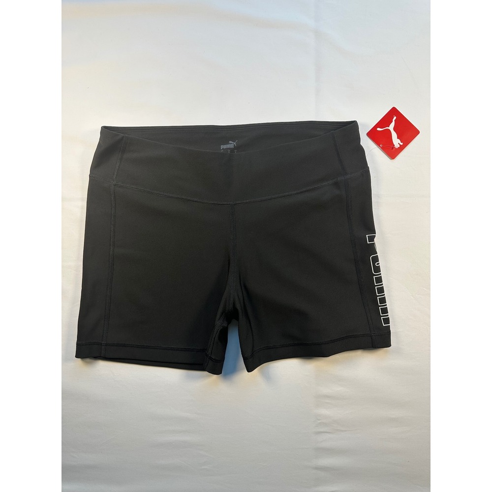Puma Womens Black Logo Athletic Workout Shorts Size L NEW